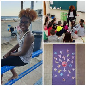 Shaniya teaching English to her students in Alicante, Spain